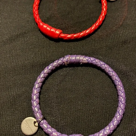 Bottega Veneta Red and Purple Braided Bracelets - Picture 3 of 4